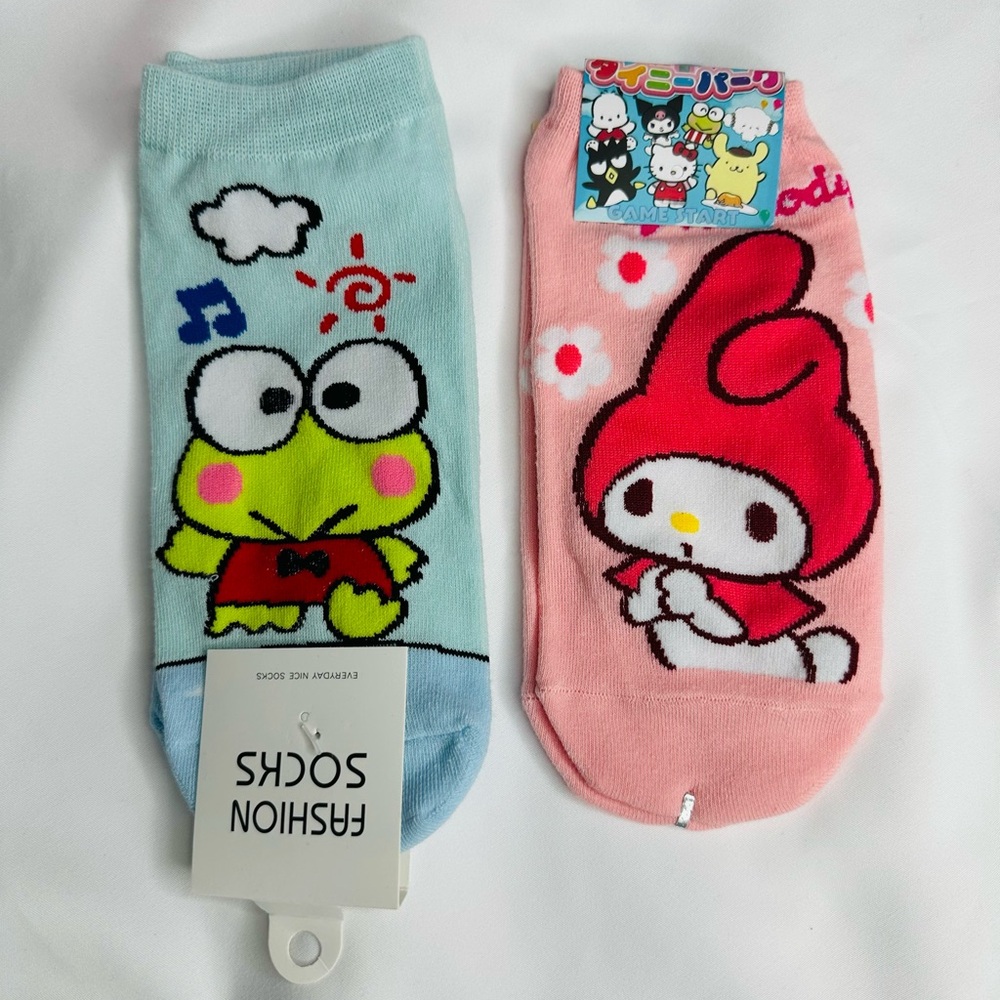 Sanrio My Melody & Keroppi Comfortable Women's Short 2 Socks Bundle